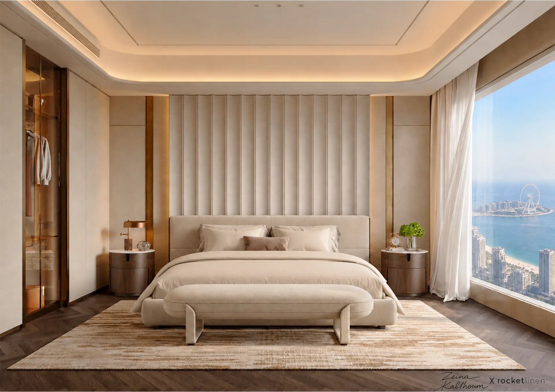 Bedroom designed by Zeina Kalthoum with RocketLinen bedding